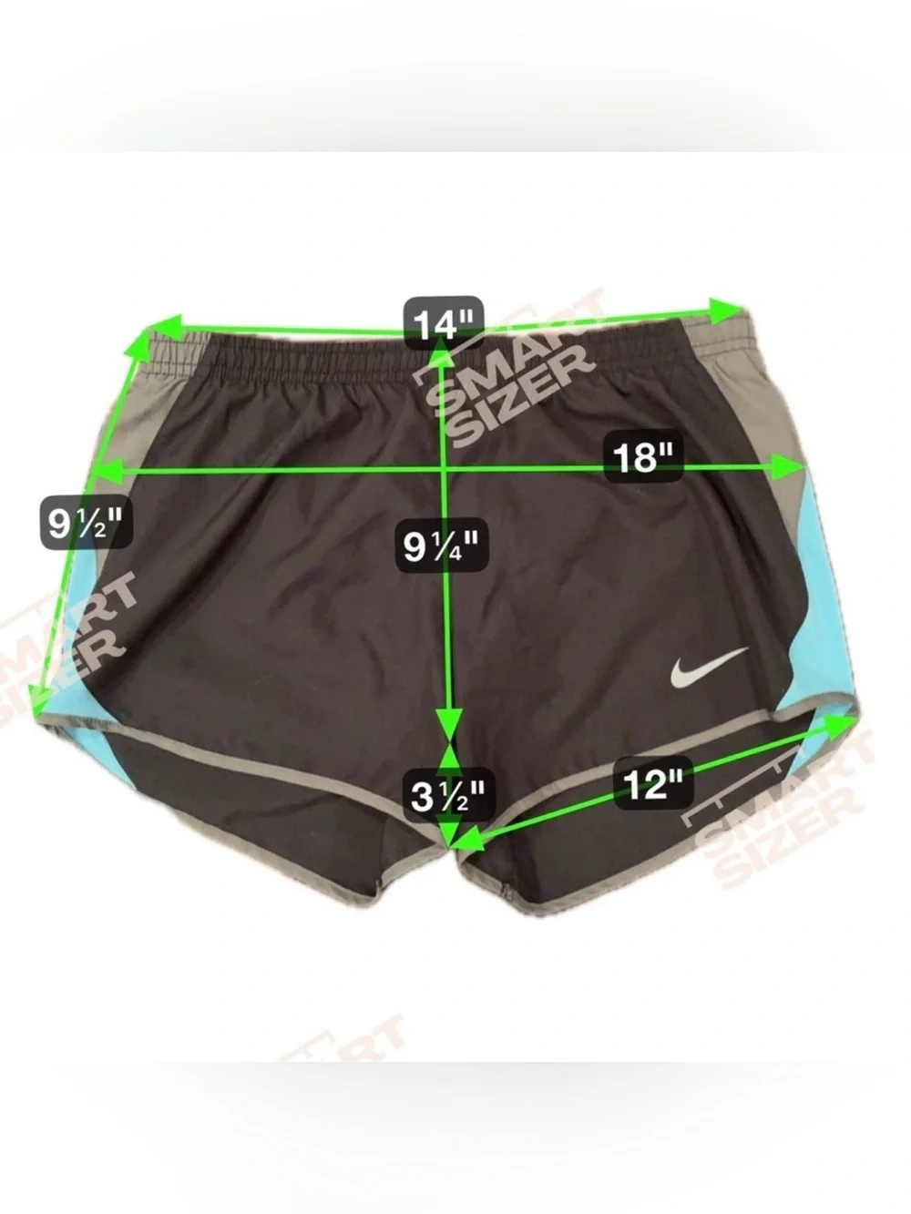 Nike Dri-Fit Women’s Tempo Running Shorts Size S Gray Turquoise Blue Mesh